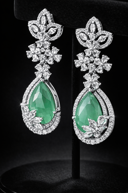 Emerald Luxe Floral AD Earrings