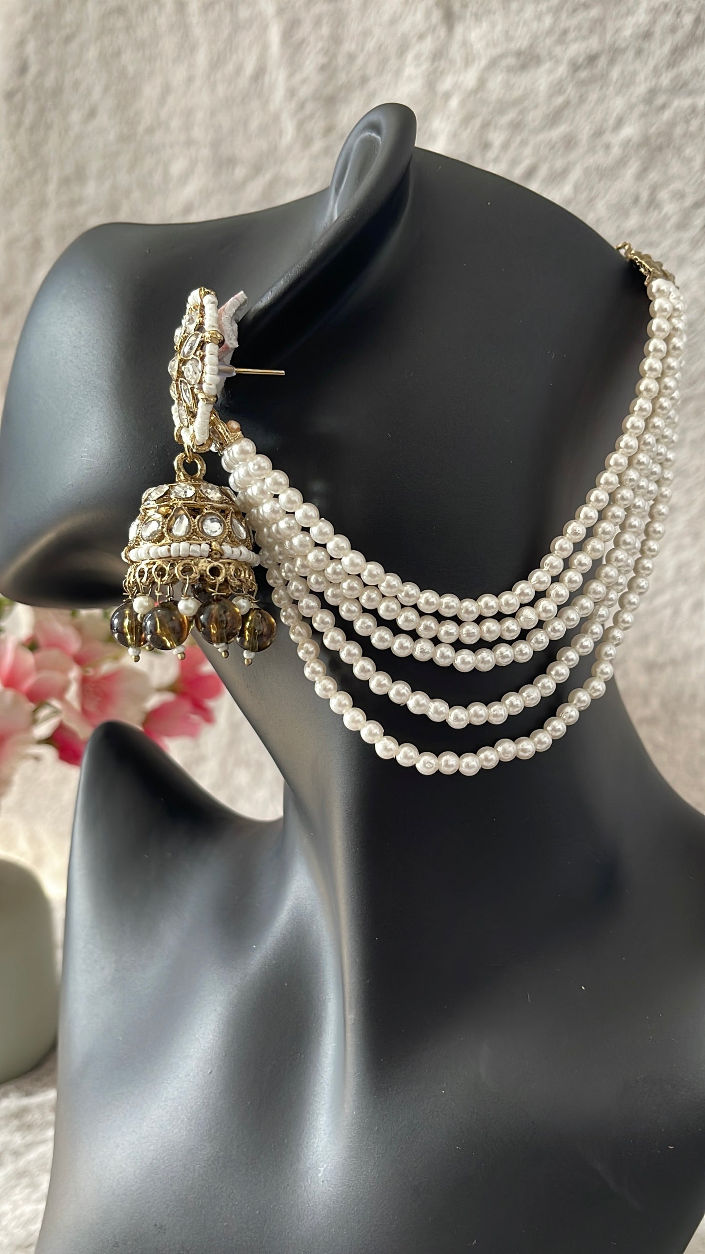 White Pearl Long Sahara Earrings