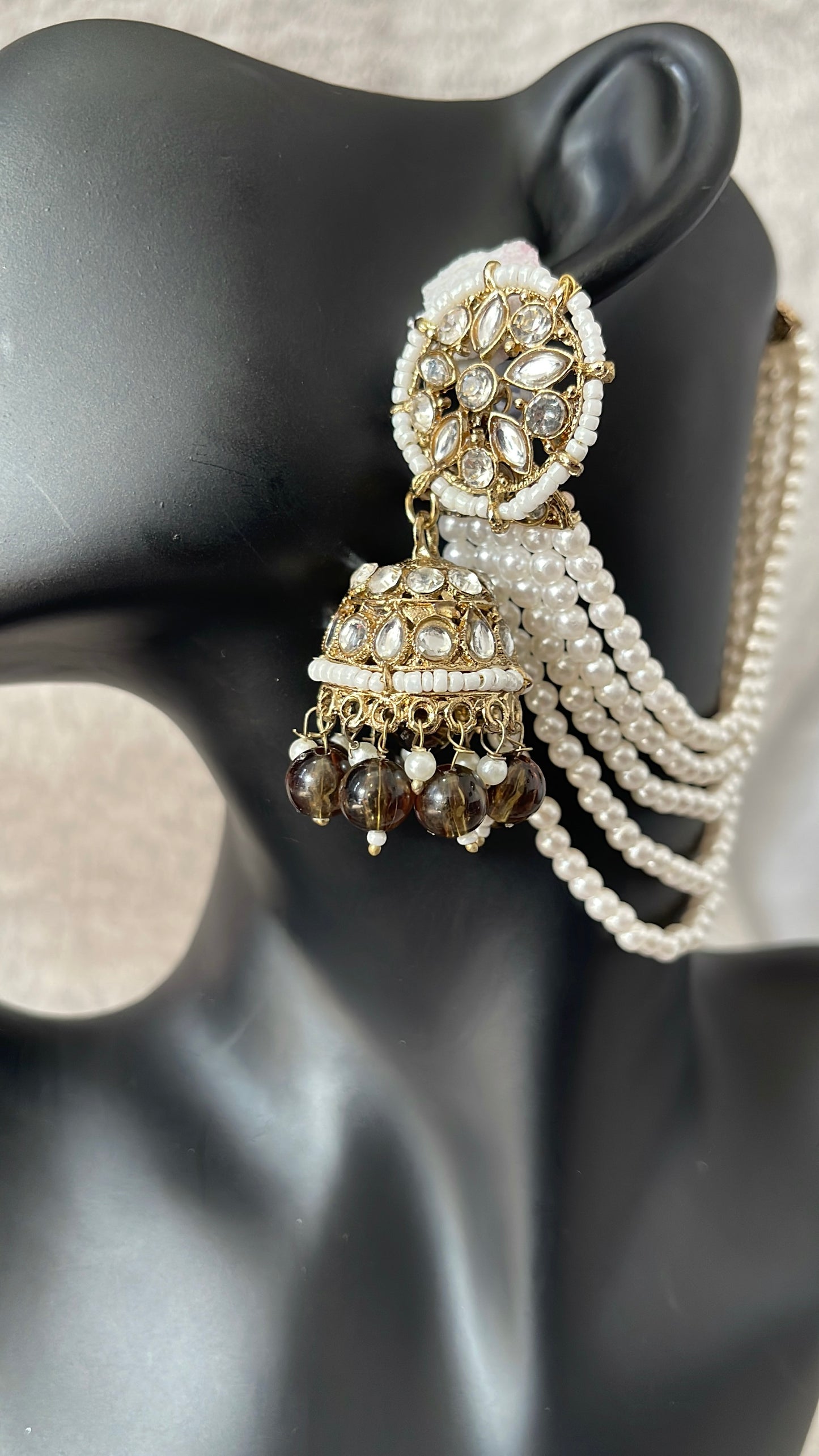 White Pearl Long Sahara Earrings
