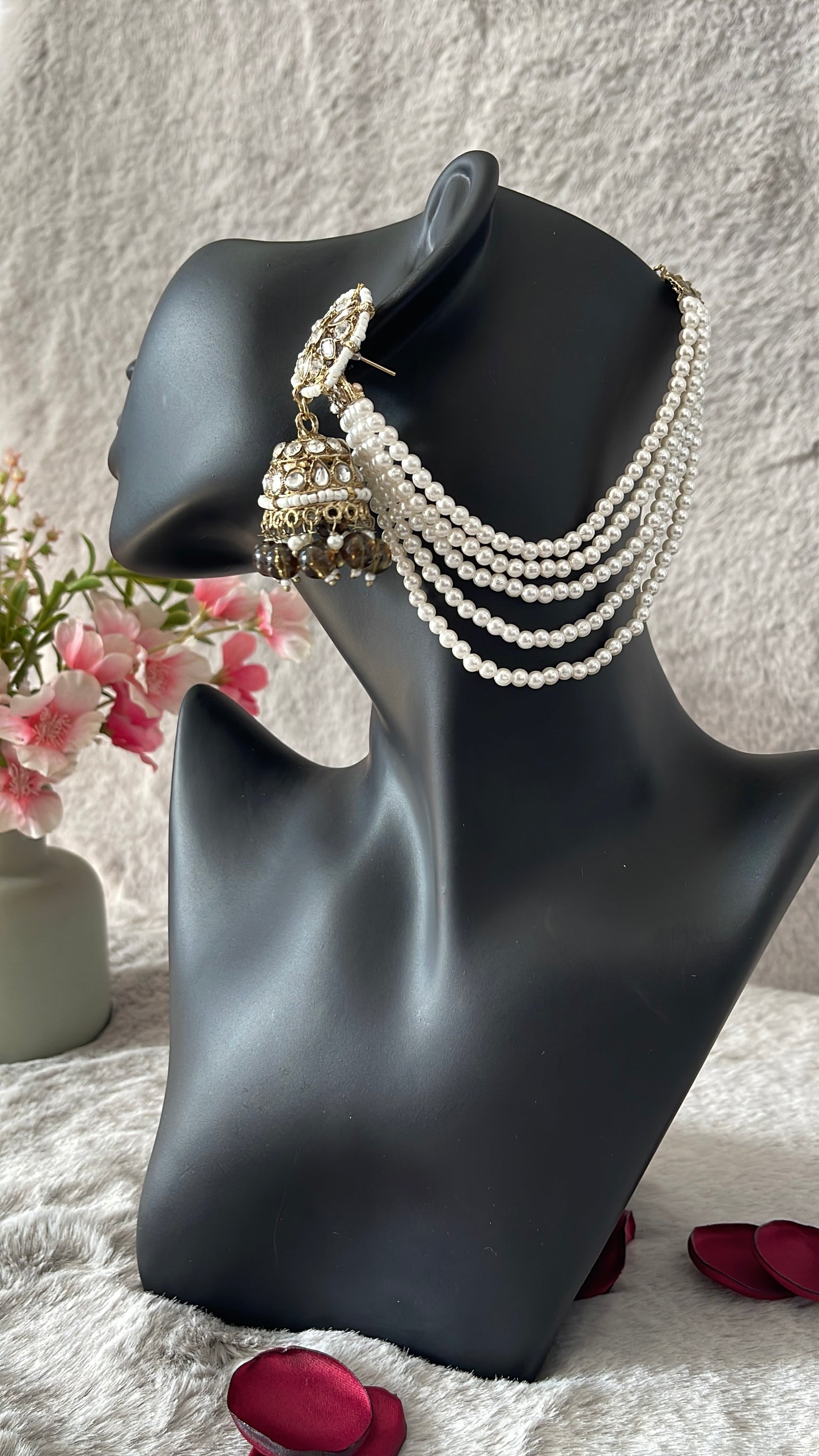 White Pearl Long Sahara Earrings