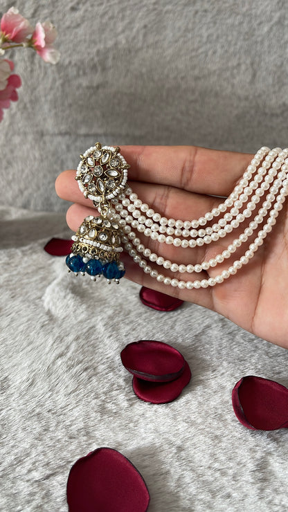 White Pearl Long Sahara Earrings