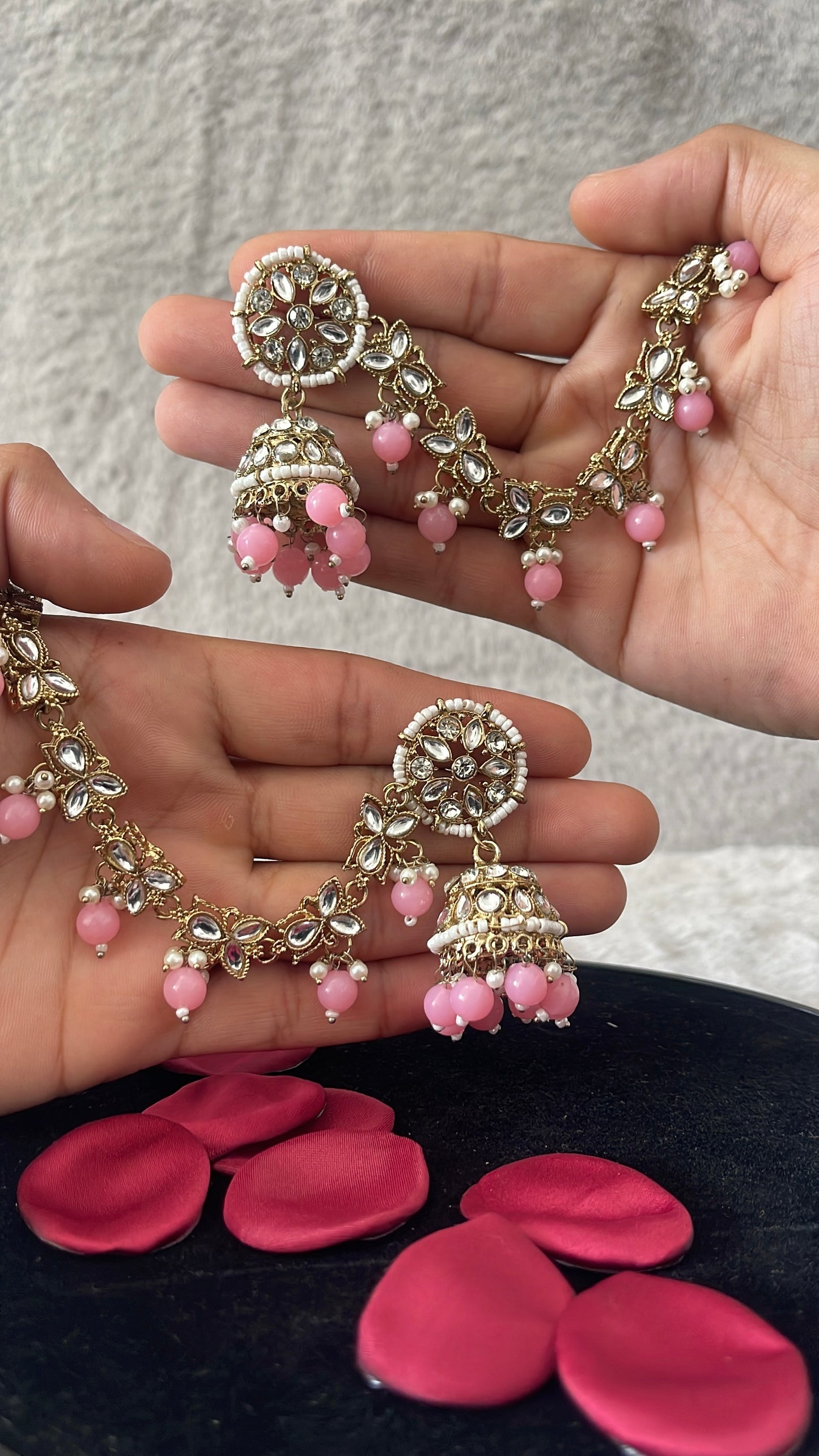 Pastel Pink Chandbali Necklace & Earrings Set – Premium Bridal Jewellery