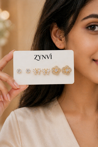 Luxe Bloom Anti-Tarnish Stud Set