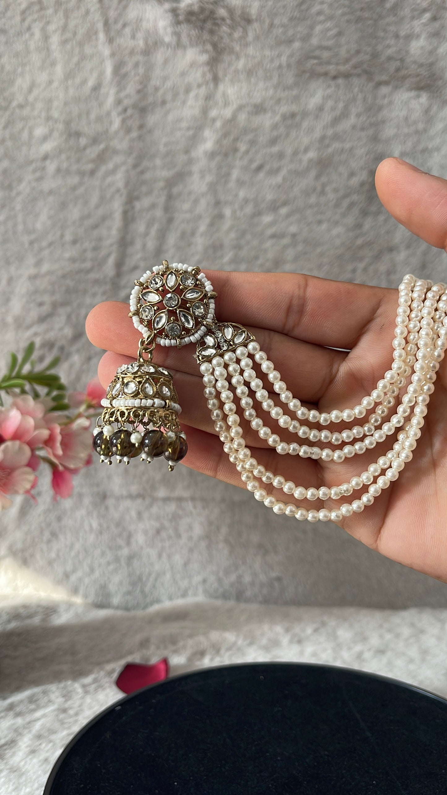 White Pearl Long Sahara Earrings