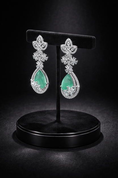 Emerald Luxe Floral AD Earrings