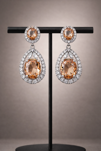 Celestia Diamond Halo Drop Earrings