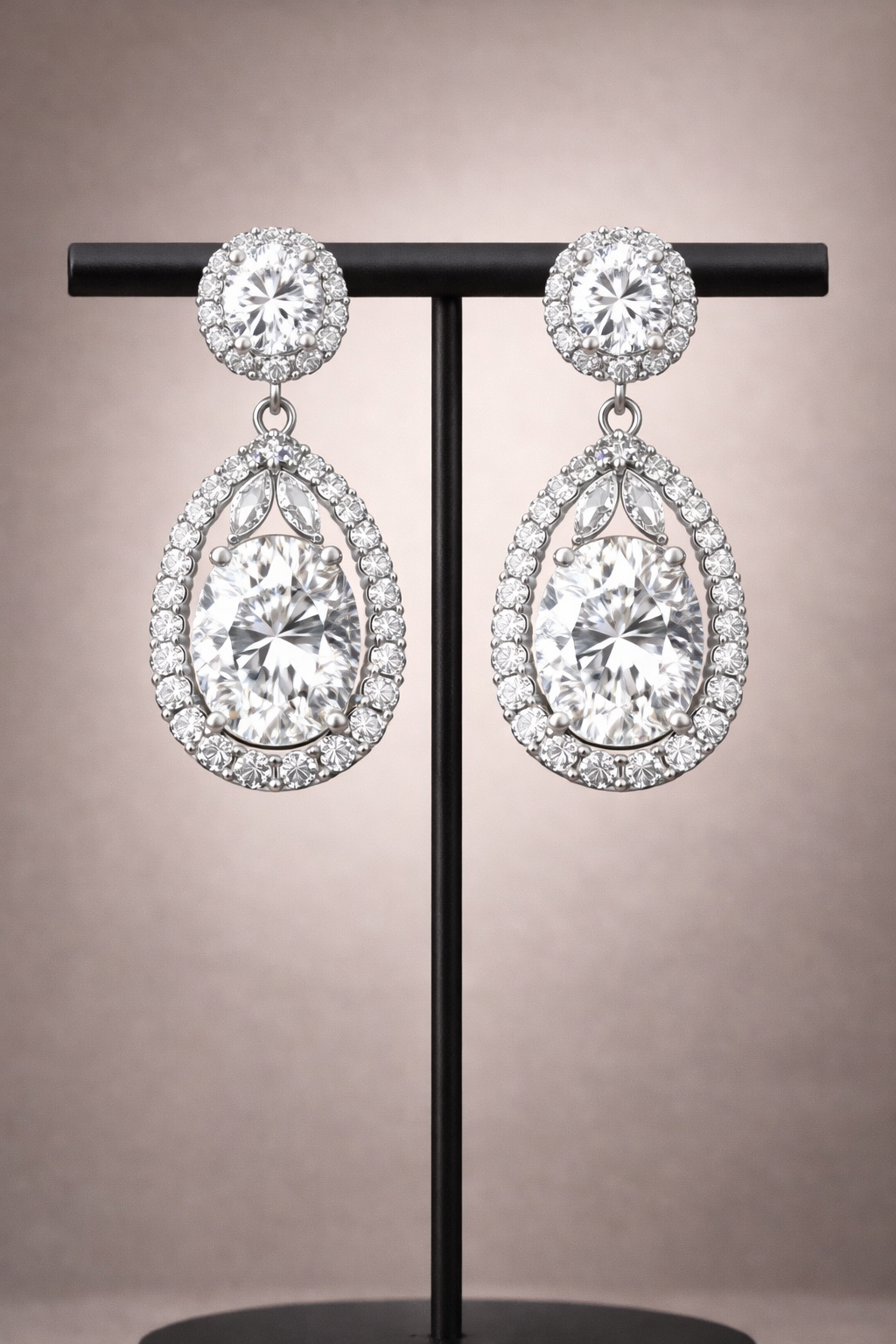 Celestia Diamond Halo Drop Earrings