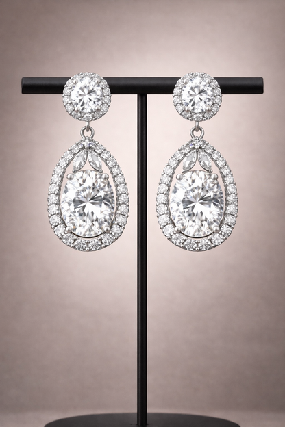 Celestia Diamond Halo Drop Earrings