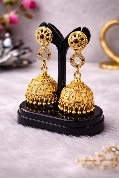Micro Gold Plated Traditional Jhumka Earrings