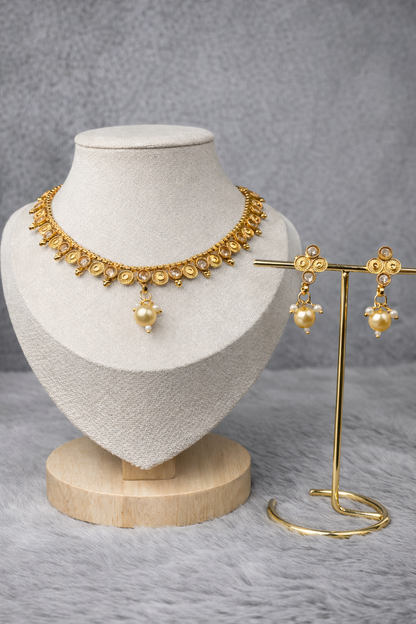 Sun Radiance 1gm Gold Plated Pearl Choker Set