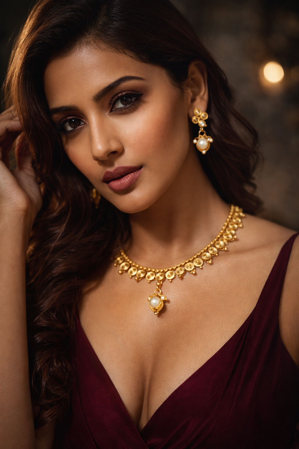 Sun Radiance 1gm Gold Plated Pearl Choker Set
