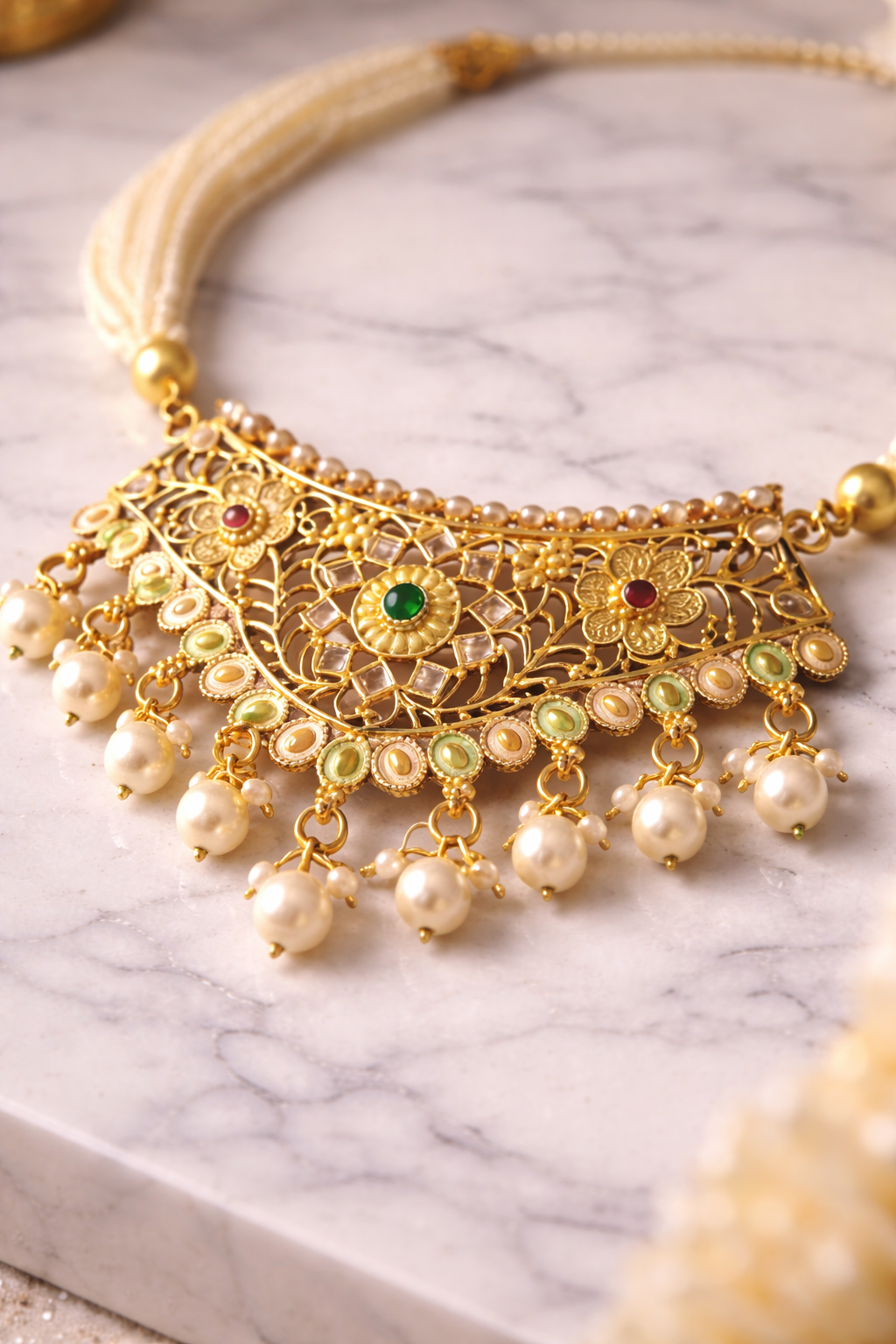 Traditional Kundan Pearl Ranihaar Choker – Premium Wedding Jewellery Set